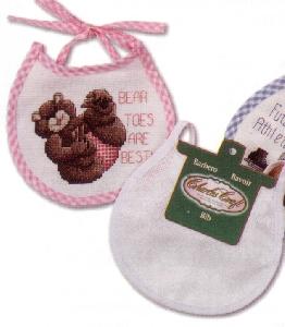 Bib to X Stitch Pink Gingham "Baby Soft" Infant 