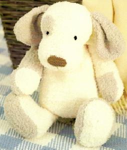 Sirdar 1244 Patch The Puppy in Sirdar Snuggly Snowflake. Uses #3 Weight Yarn.
